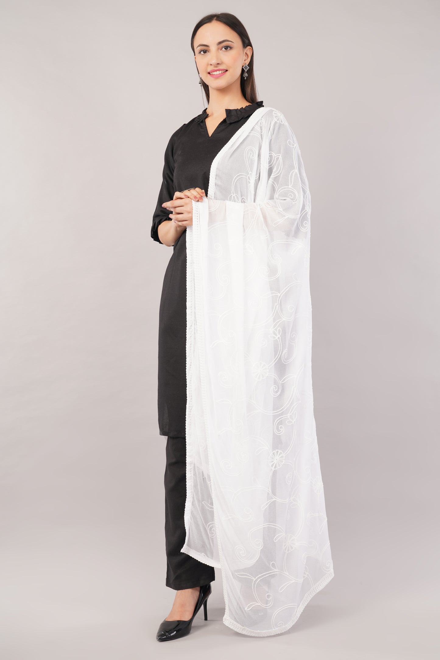 Nazneen Chiffon Embroidered Dyeable Dupatta (ND18)