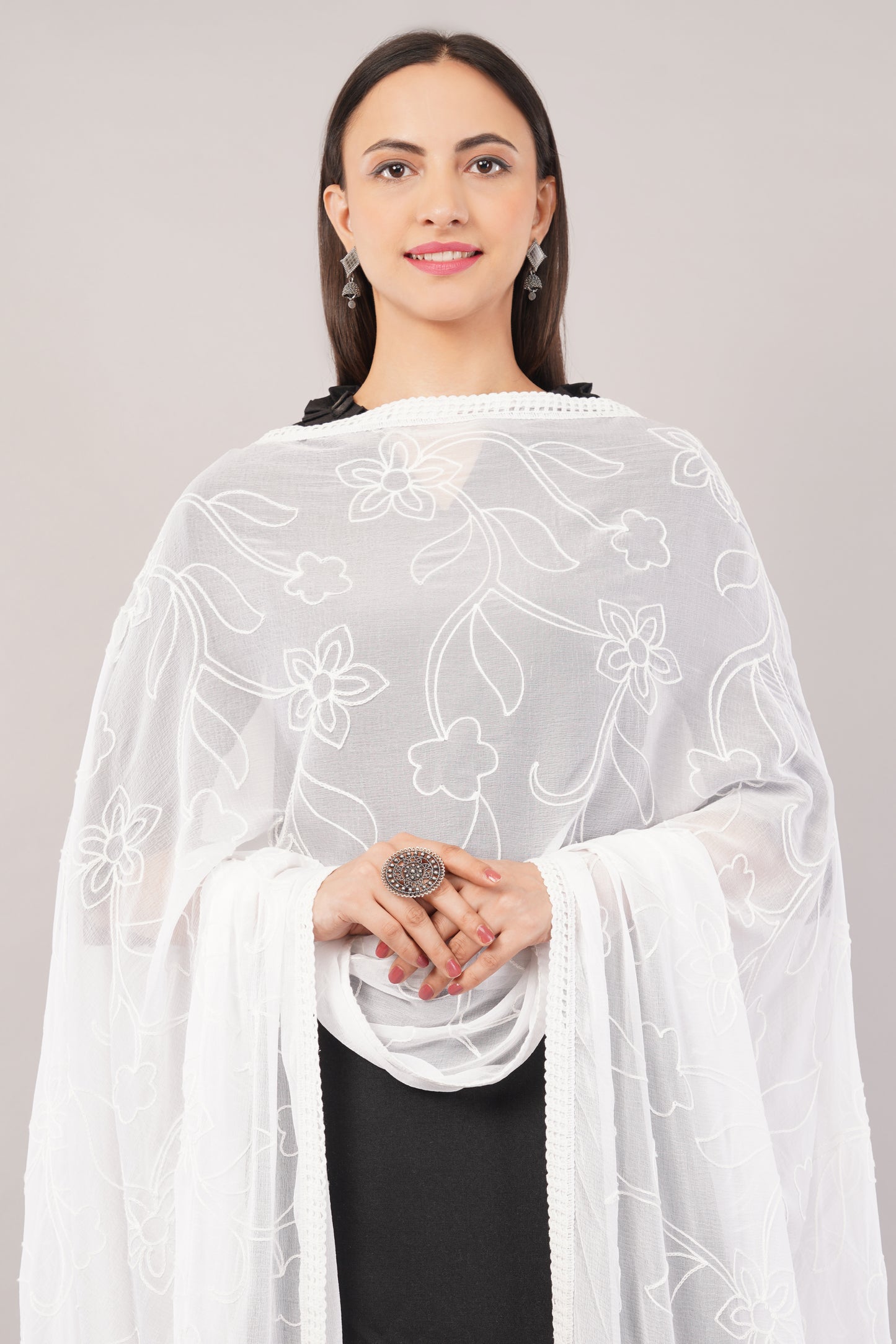 Nazneen Chiffon Embroidered Dyeable Dupatta (ND22)