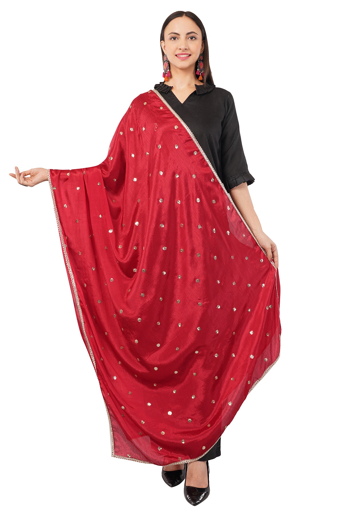 CHINNON SEQUINS DUPATTA (RED) CD1 - NEGCHAAR