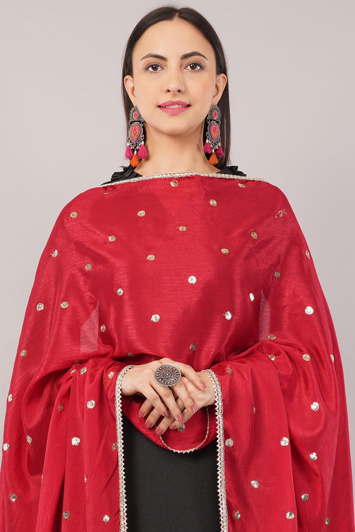 CHINNON SEQUINS DUPATTA (RED) CD1 - NEGCHAAR