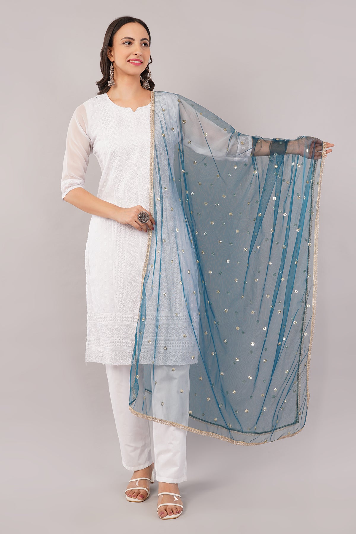 Net Sequins Butti Dupatta (NBD8) - Negchaar