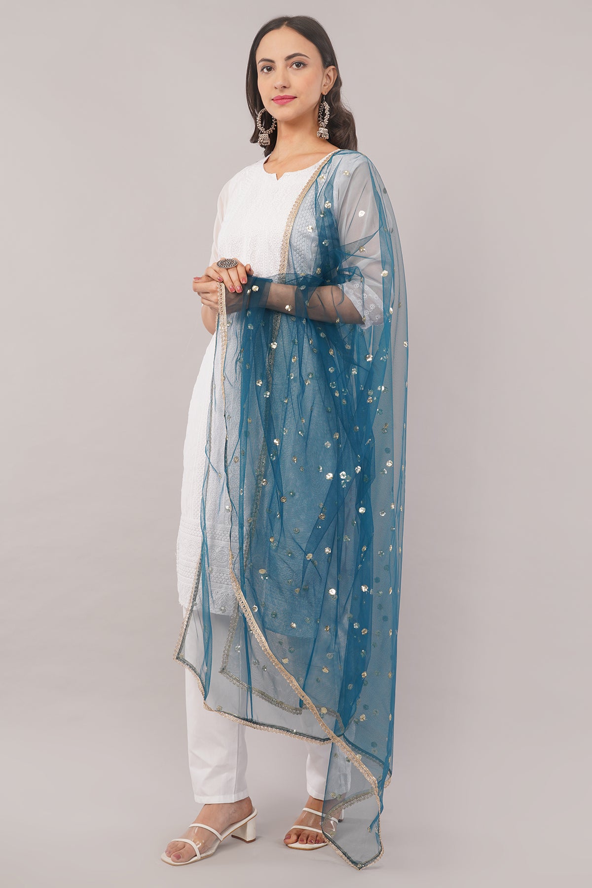 Net Sequins Butti Dupatta (NBD8) - Negchaar