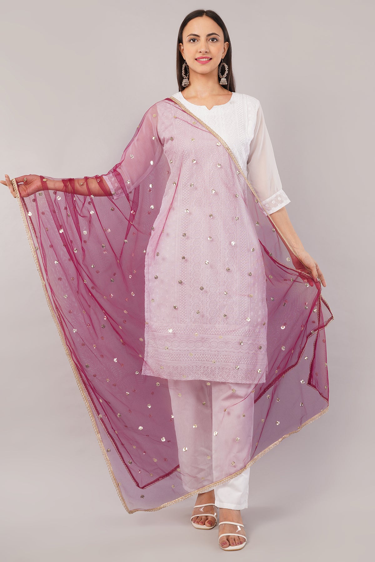 Net Sequins Butti Dupatta (NBD9) - Negchaar