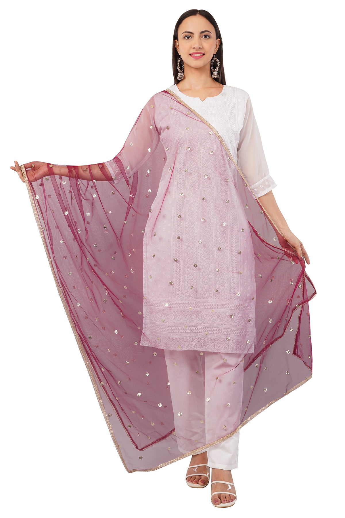 Net Sequins Butti Dupatta (NBD9) - Negchaar