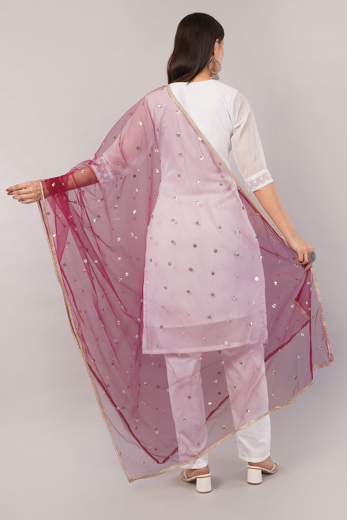 Net Sequins Butti Dupatta (NBD9) - Negchaar