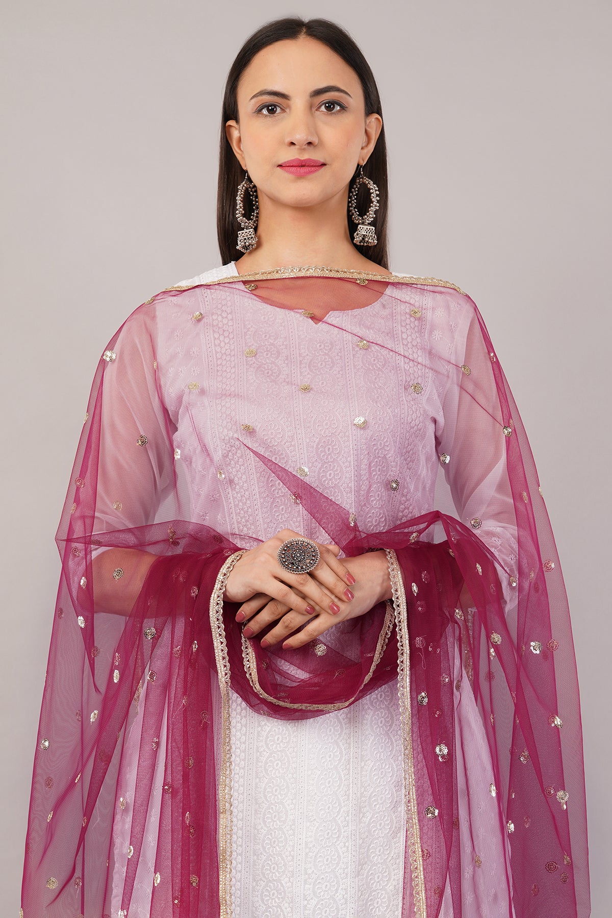 Net Sequins Butti Dupatta (NBD9) - Negchaar