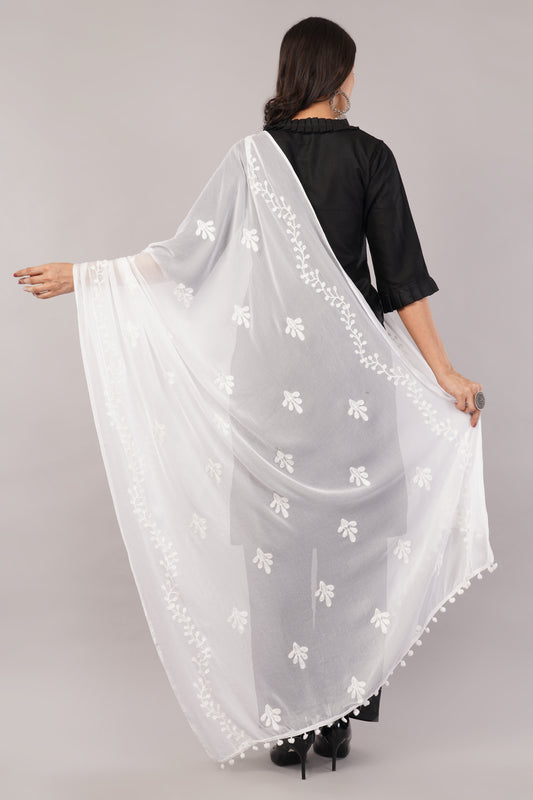 Nazneen Chiffon Embroidered Dyeable Dupatta (ND16)