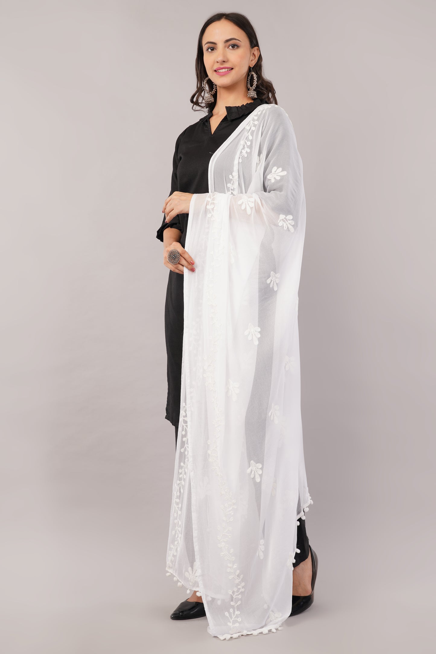 Nazneen Chiffon Embroidered Dyeable Dupatta (ND16)