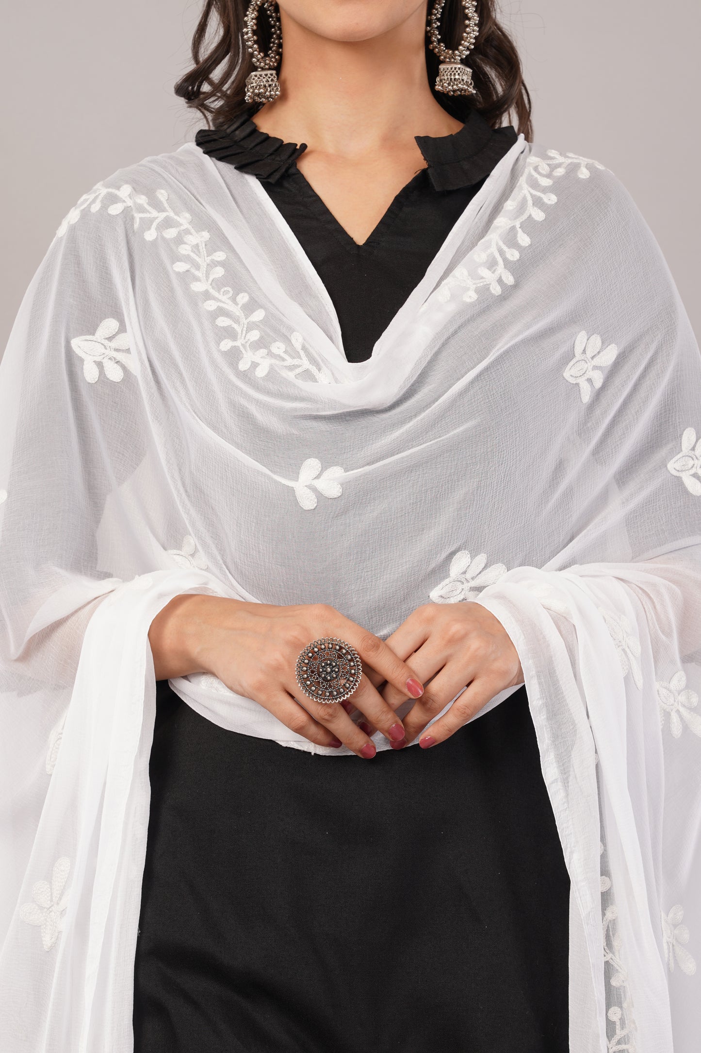 Nazneen Chiffon Embroidered Dyeable Dupatta (ND16)