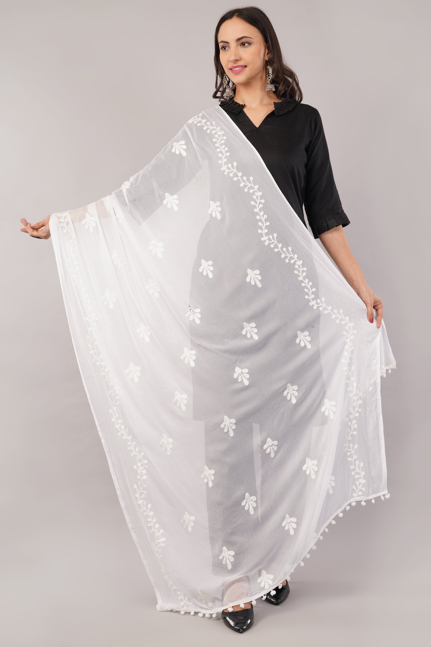 Nazneen Chiffon Embroidered Dyeable Dupatta (ND16)