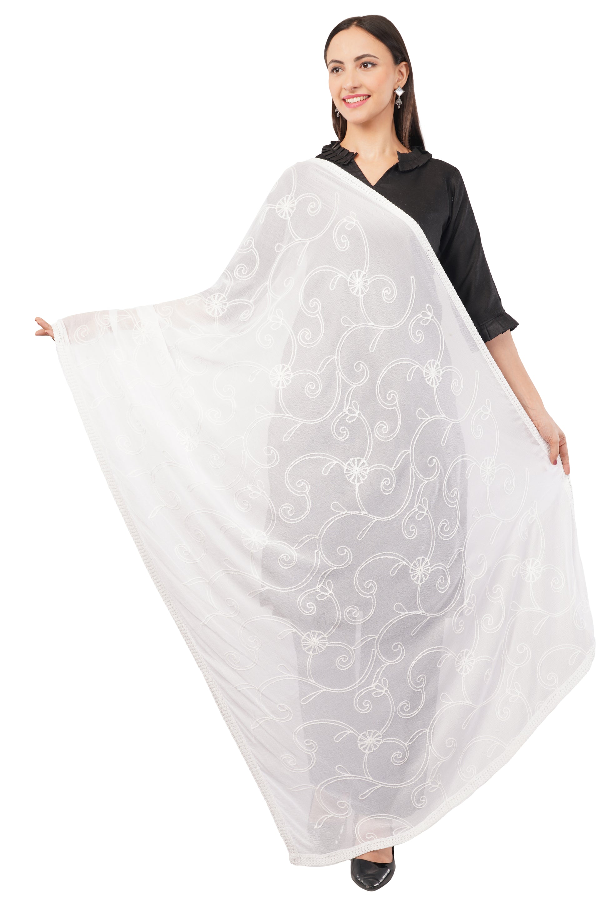 Nazneen Chiffon Embroidered Dyeable Dupatta (ND18)