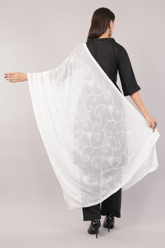 Nazneen Chiffon Embroidered Dyeable Dupatta (ND18)