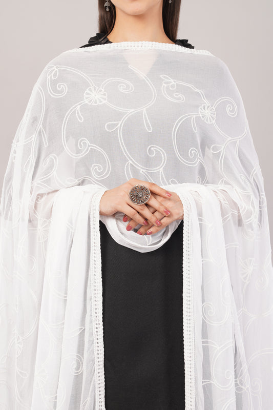 Nazneen Chiffon Embroidered Dyeable Dupatta (ND18)