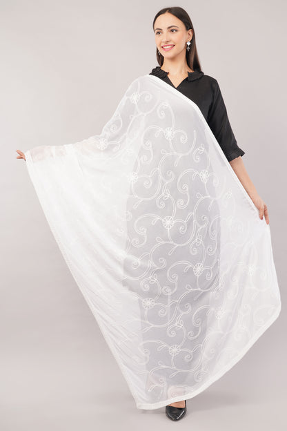 Nazneen Chiffon Embroidered Dyeable Dupatta (ND18)