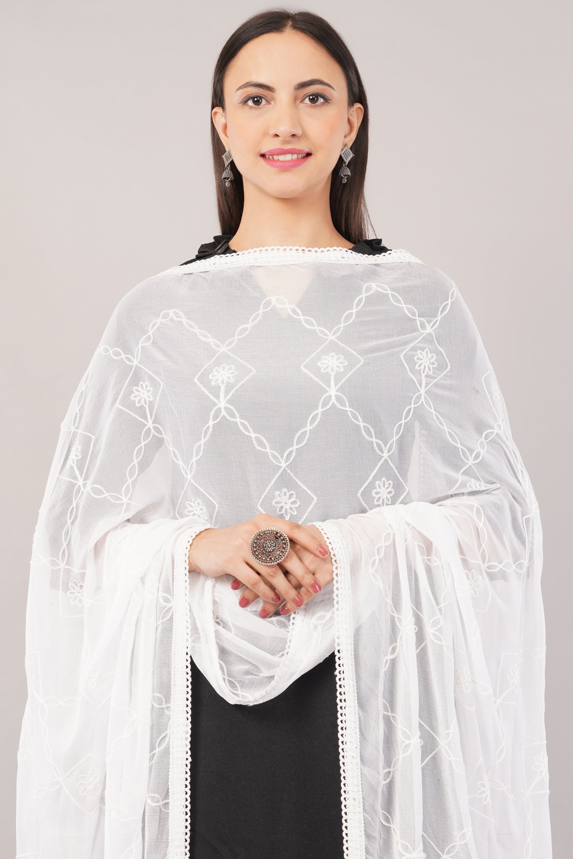 Nazneen Chiffon Embroidered Dyeable Dupatta (ND19)