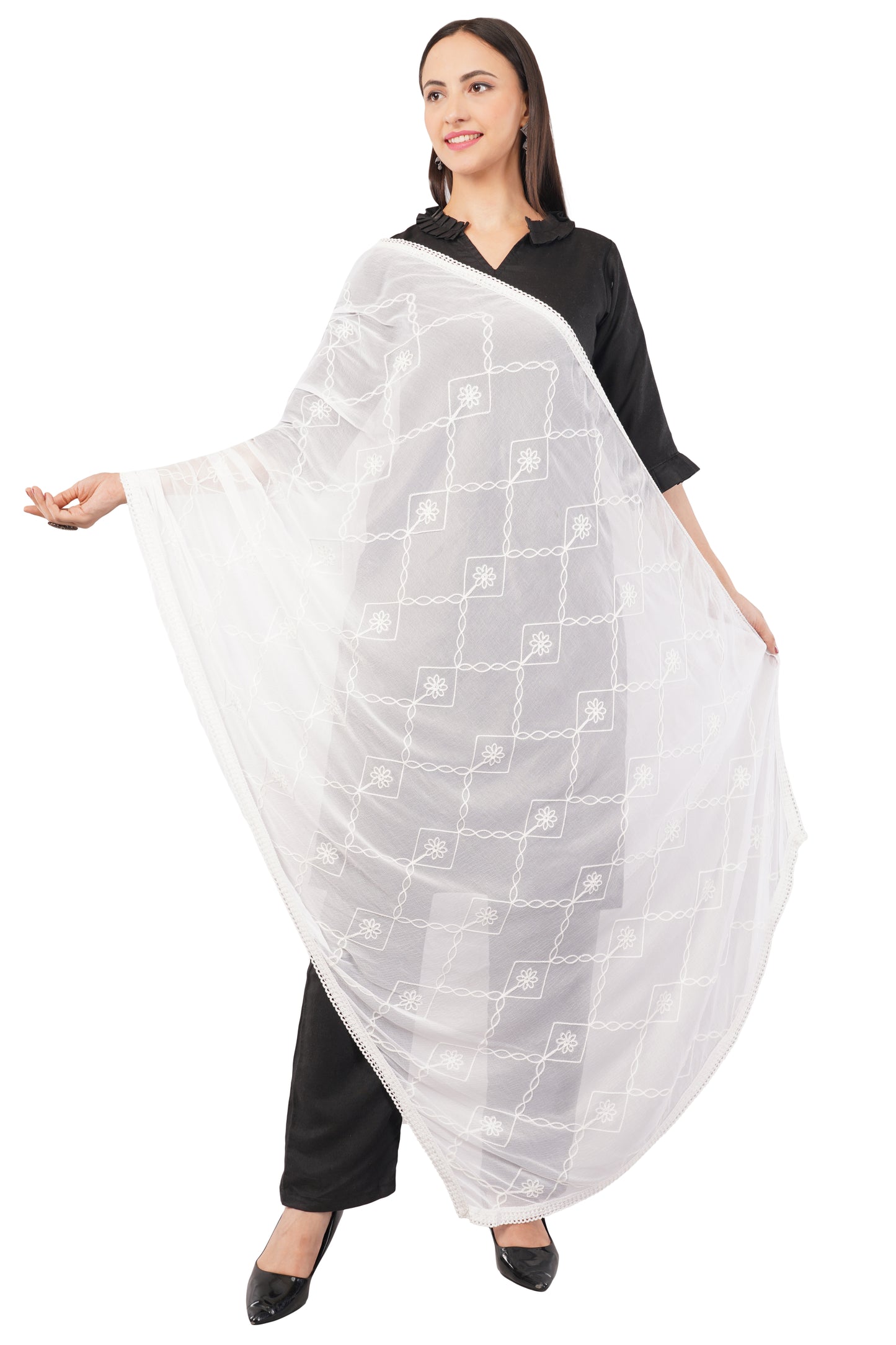 Nazneen Chiffon Embroidered Dyeable Dupatta (ND19)