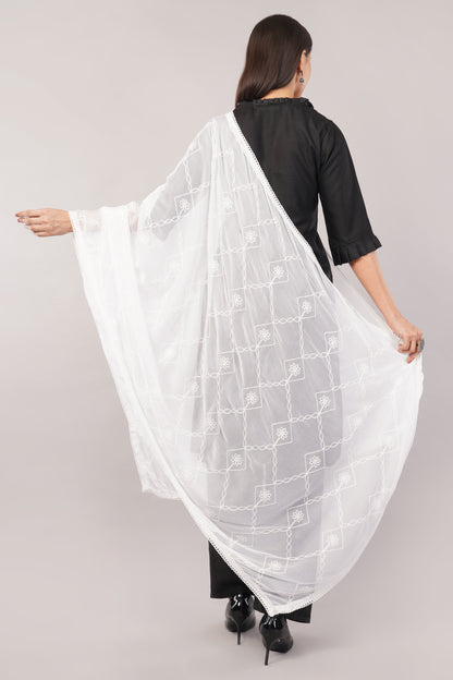 Nazneen Chiffon Embroidered Dyeable Dupatta (ND19)