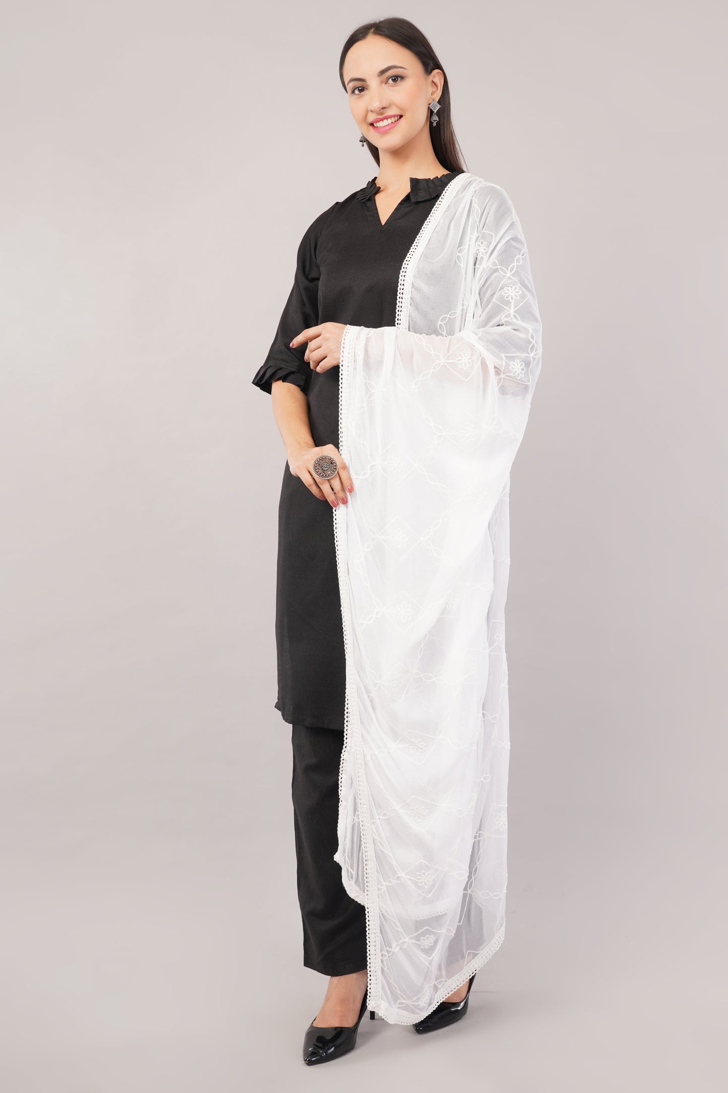 Nazneen Chiffon Embroidered Dyeable Dupatta (ND19)