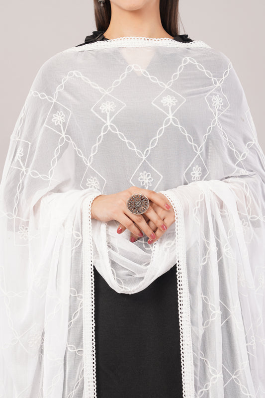 Nazneen Chiffon Embroidered Dyeable Dupatta (ND19)