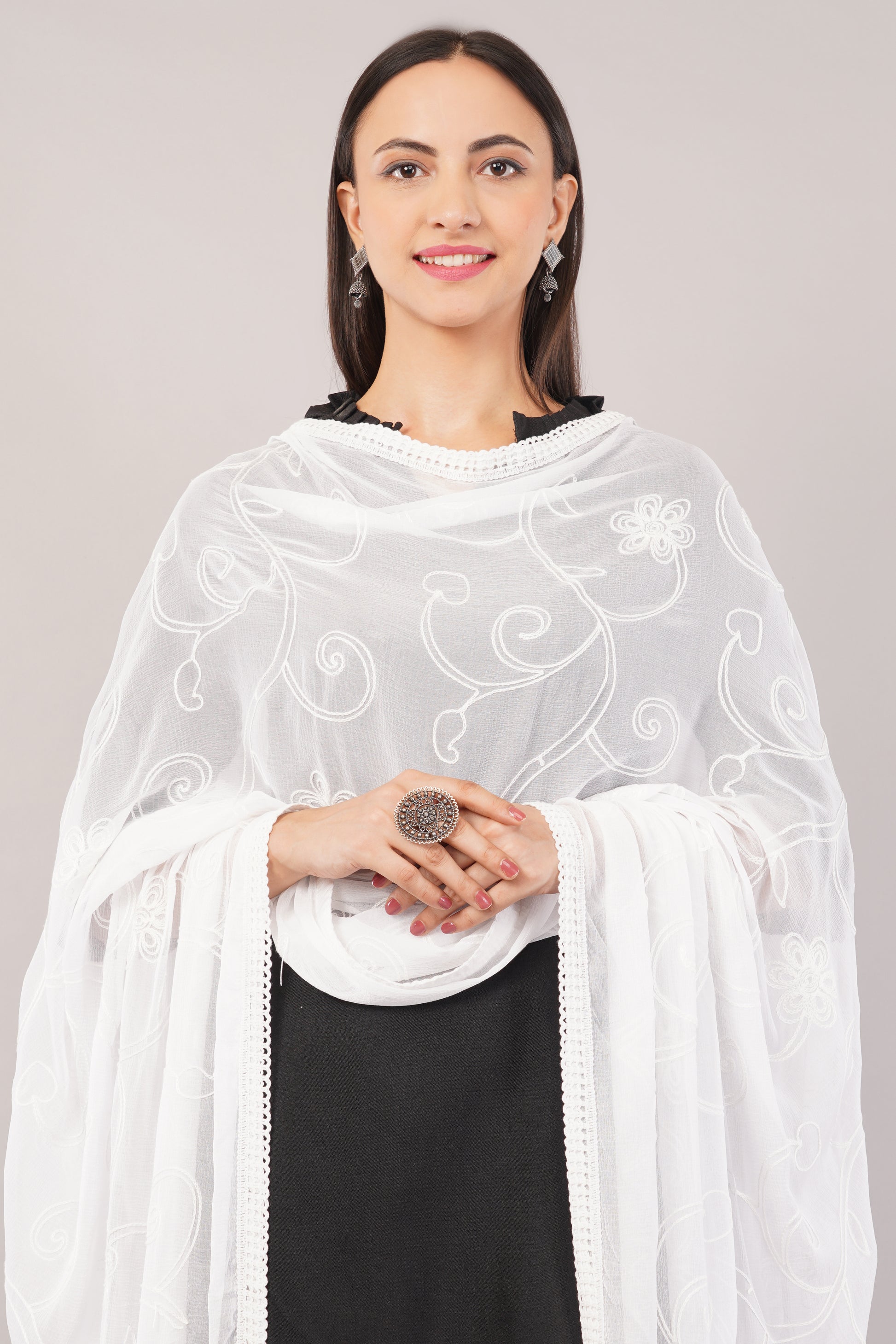 Nazneen Chiffon Embroidered Dyeable Dupatta (ND20)