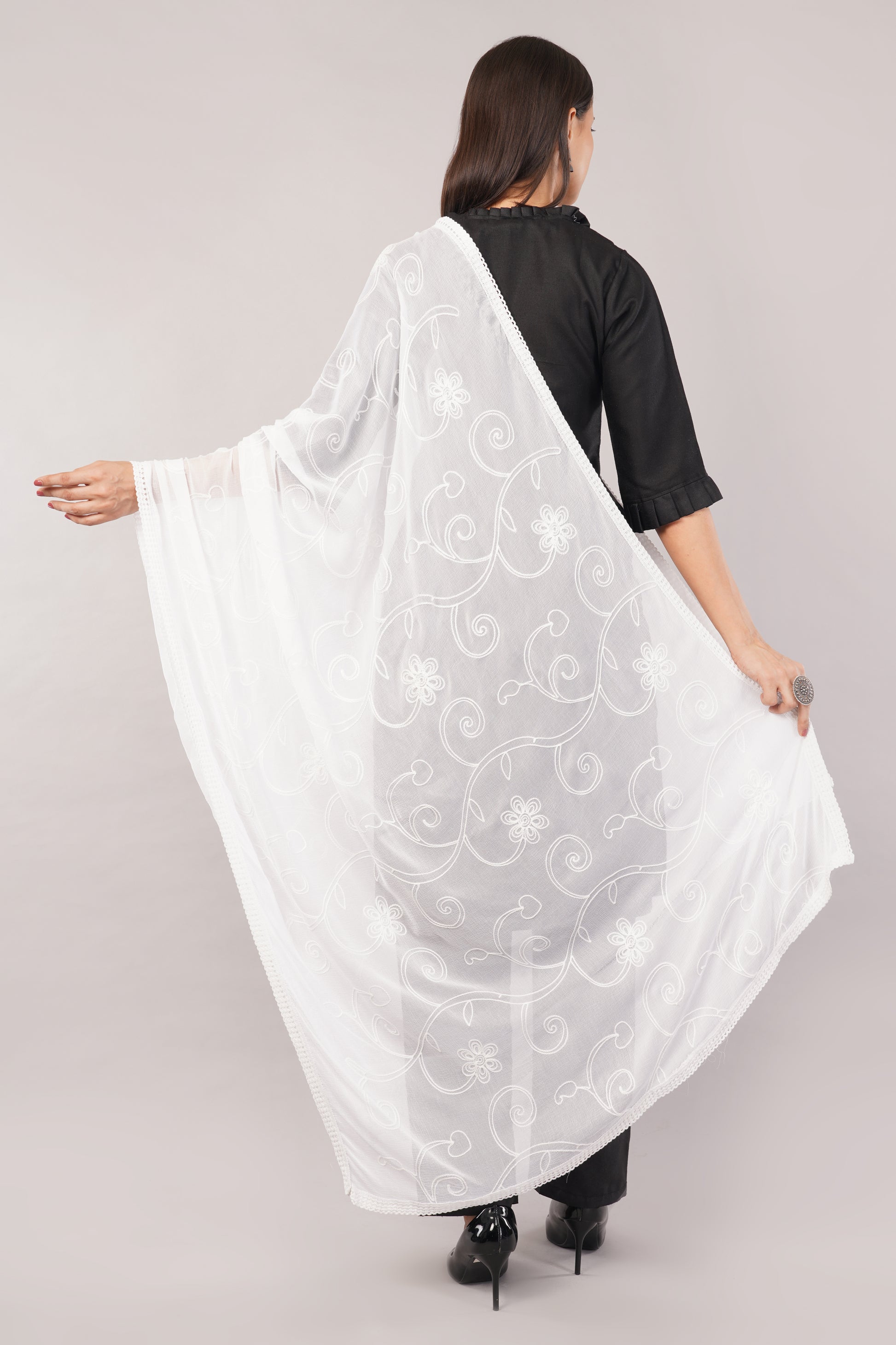 Nazneen Chiffon Embroidered Dyeable Dupatta (ND20)