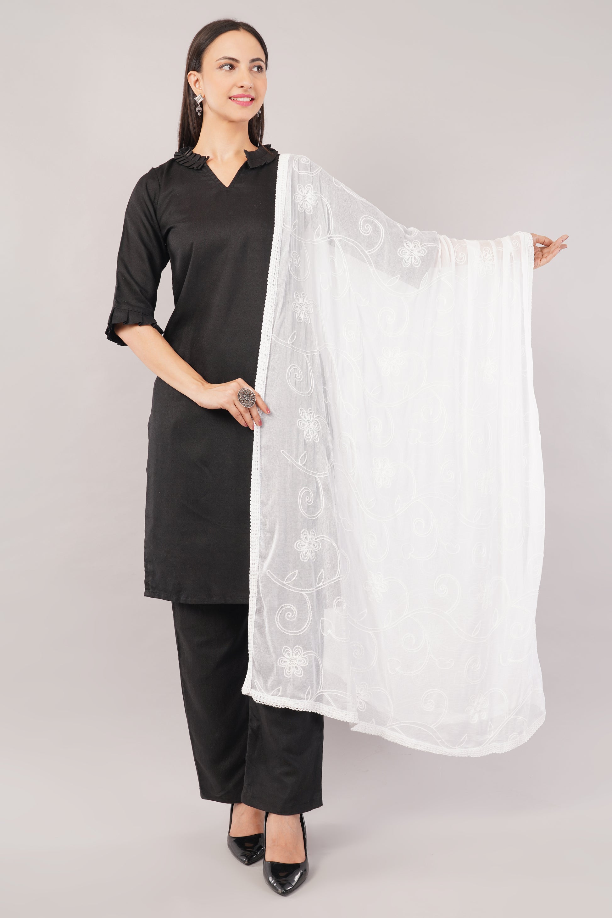 Nazneen Chiffon Embroidered Dyeable Dupatta (ND20)