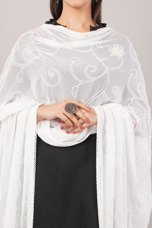 Nazneen Chiffon Embroidered Dyeable Dupatta (ND20)