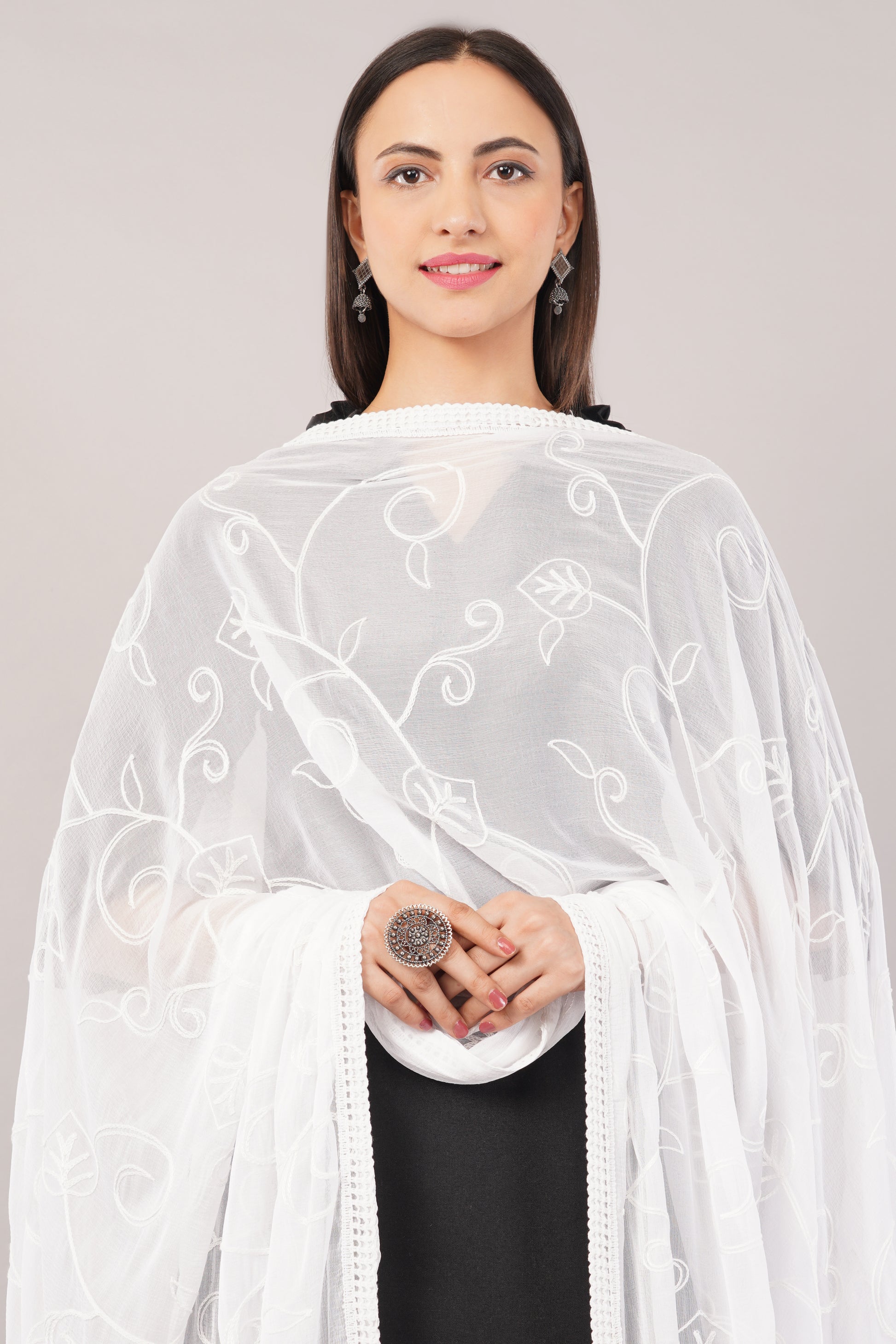 Nazneen Chiffon Embroidered Dyeable Dupatta (ND21)