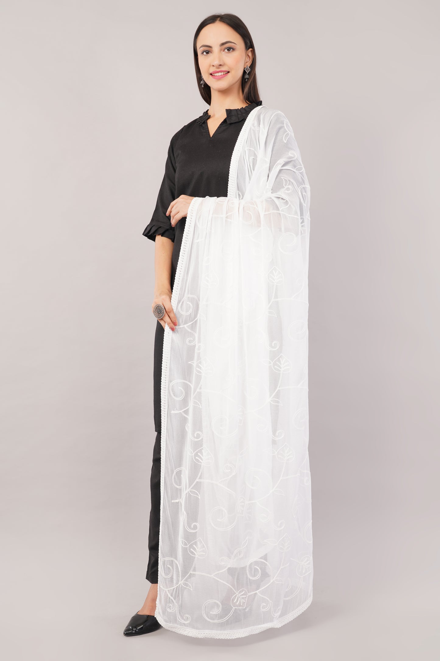 Nazneen Chiffon Embroidered Dyeable Dupatta (ND21)