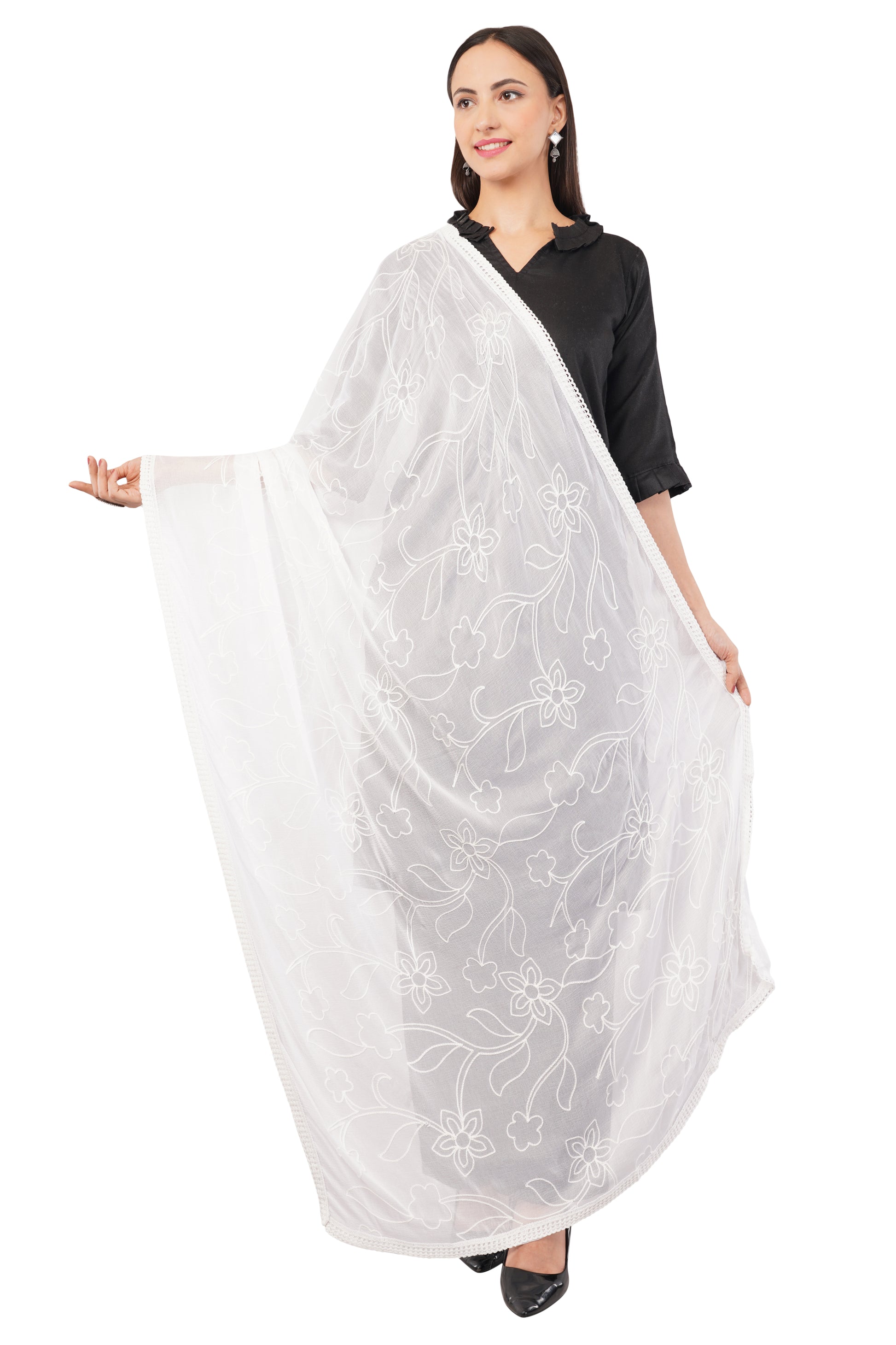Nazneen Chiffon Embroidered Dyeable Dupatta (ND22)