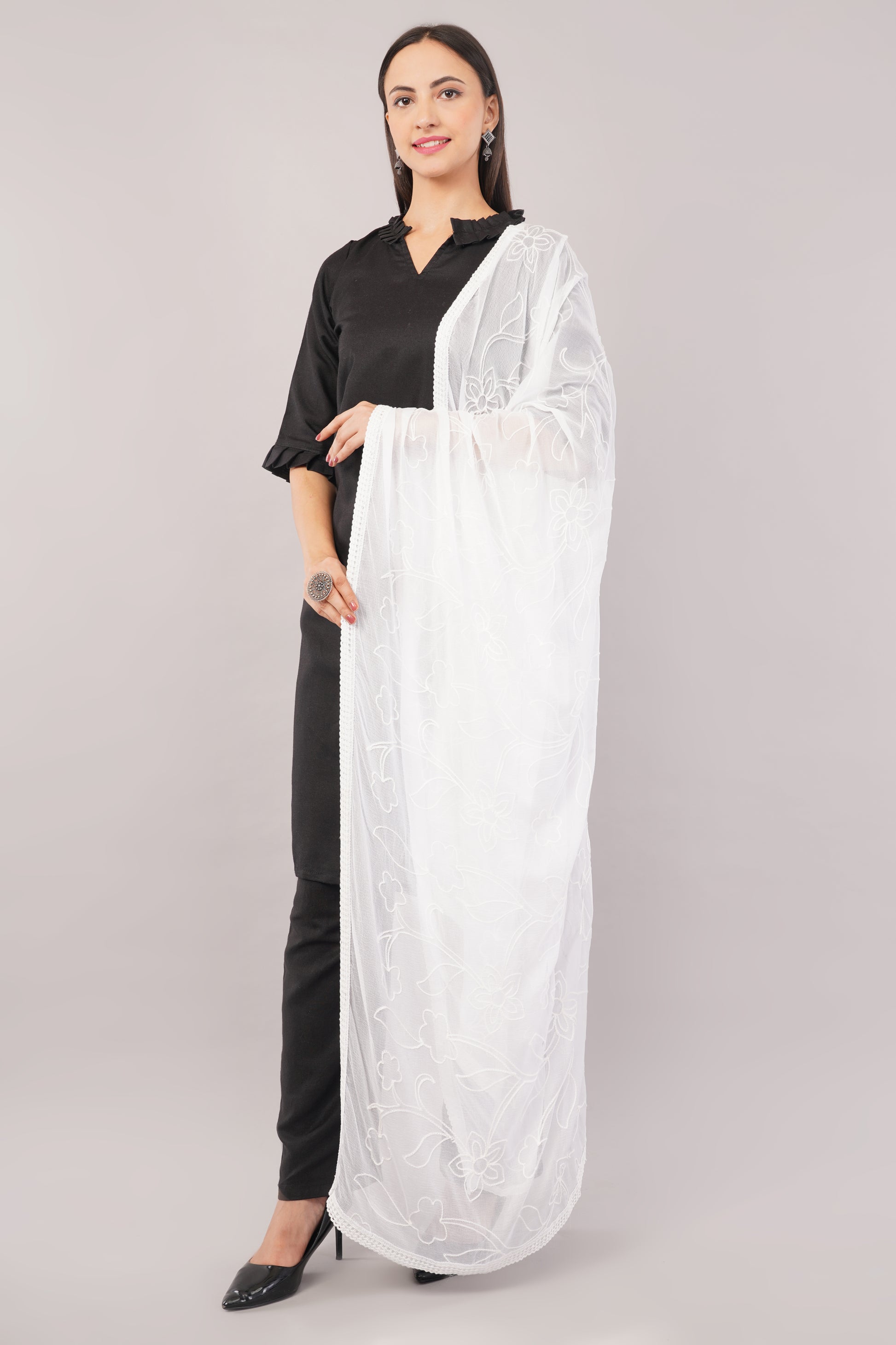 Nazneen Chiffon Embroidered Dyeable Dupatta (ND22)