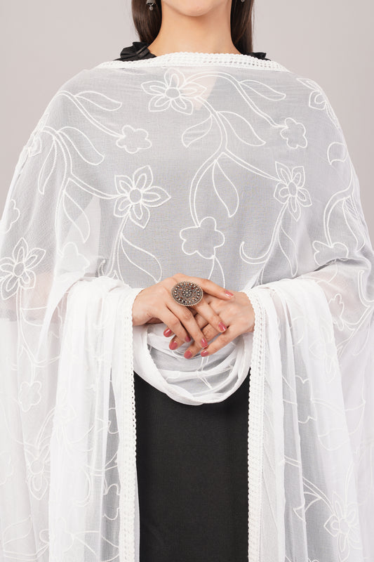 Nazneen Chiffon Embroidered Dyeable Dupatta (ND22)