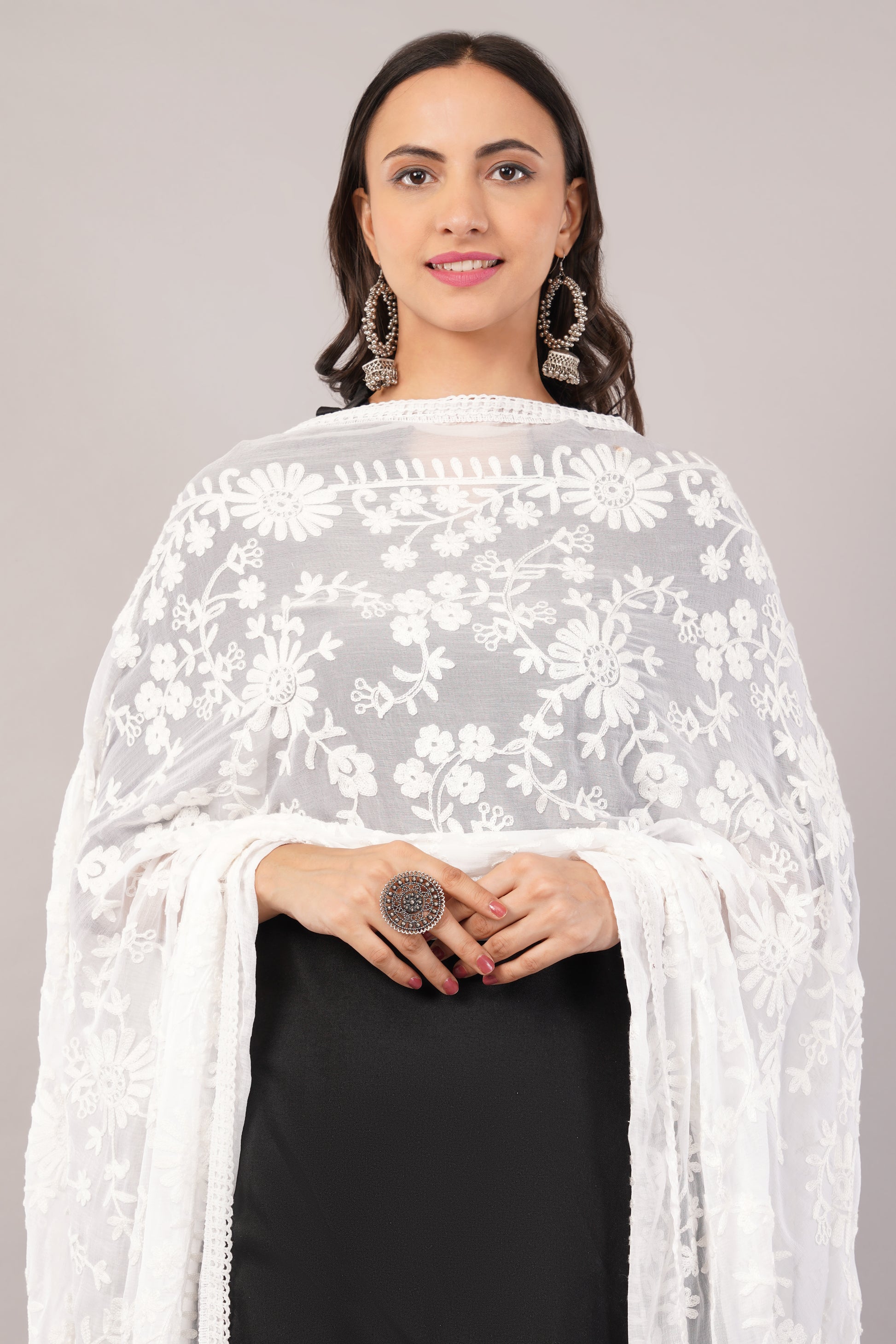 Nazneen Chiffon Embroidered Dyeable Dupatta (ND23)