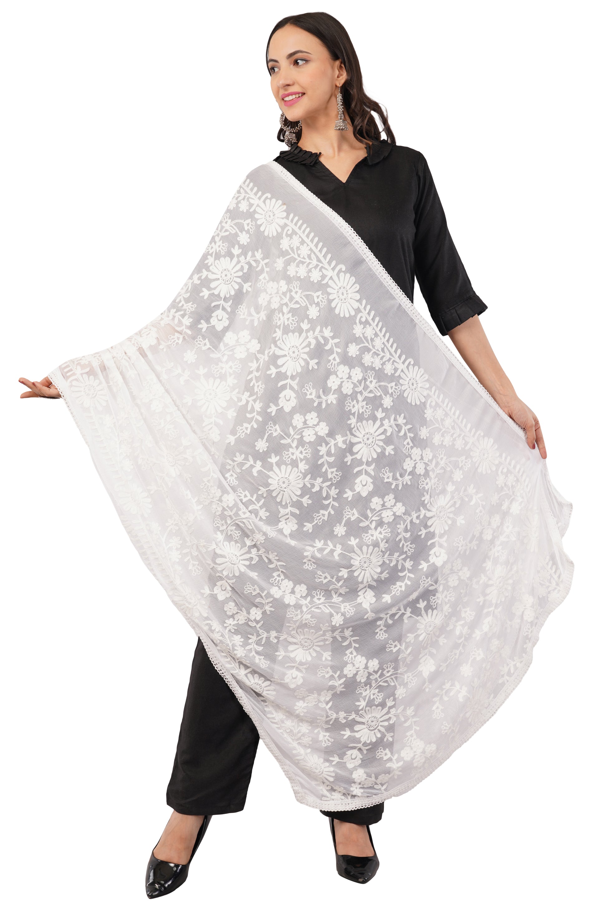 Nazneen Chiffon Embroidered Dyeable Dupatta (ND23)