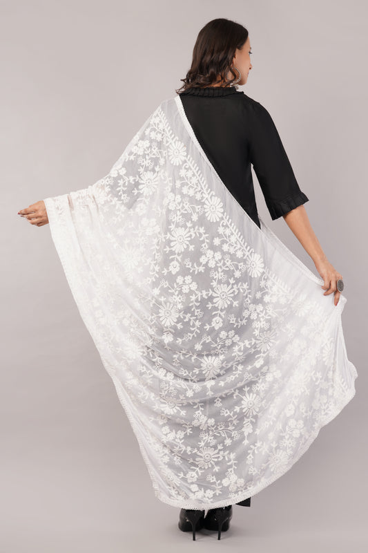 Nazneen Chiffon Embroidered Dyeable Dupatta (ND23)