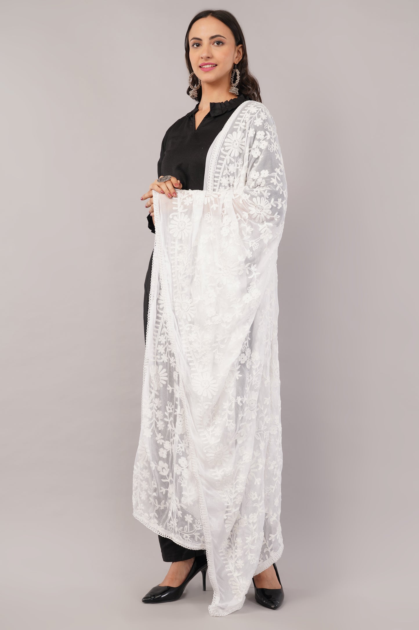 Nazneen Chiffon Embroidered Dyeable Dupatta (ND23)