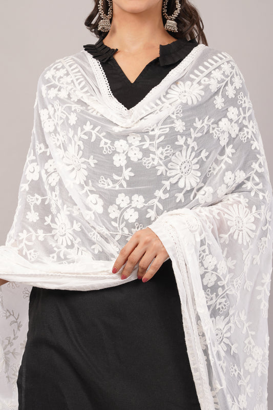 Nazneen Chiffon Embroidered Dyeable Dupatta (ND23)