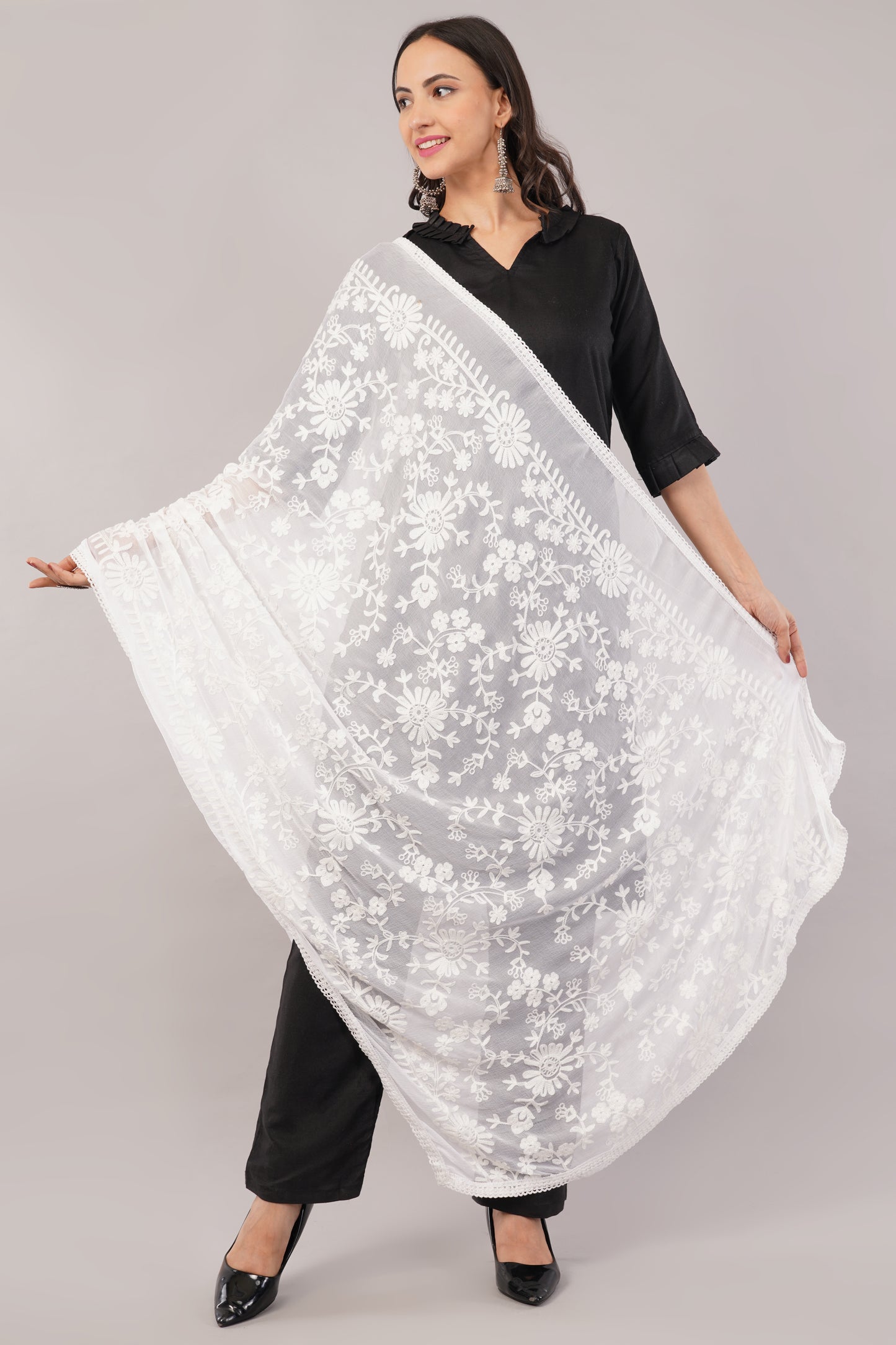 Nazneen Chiffon Embroidered Dyeable Dupatta (ND23)