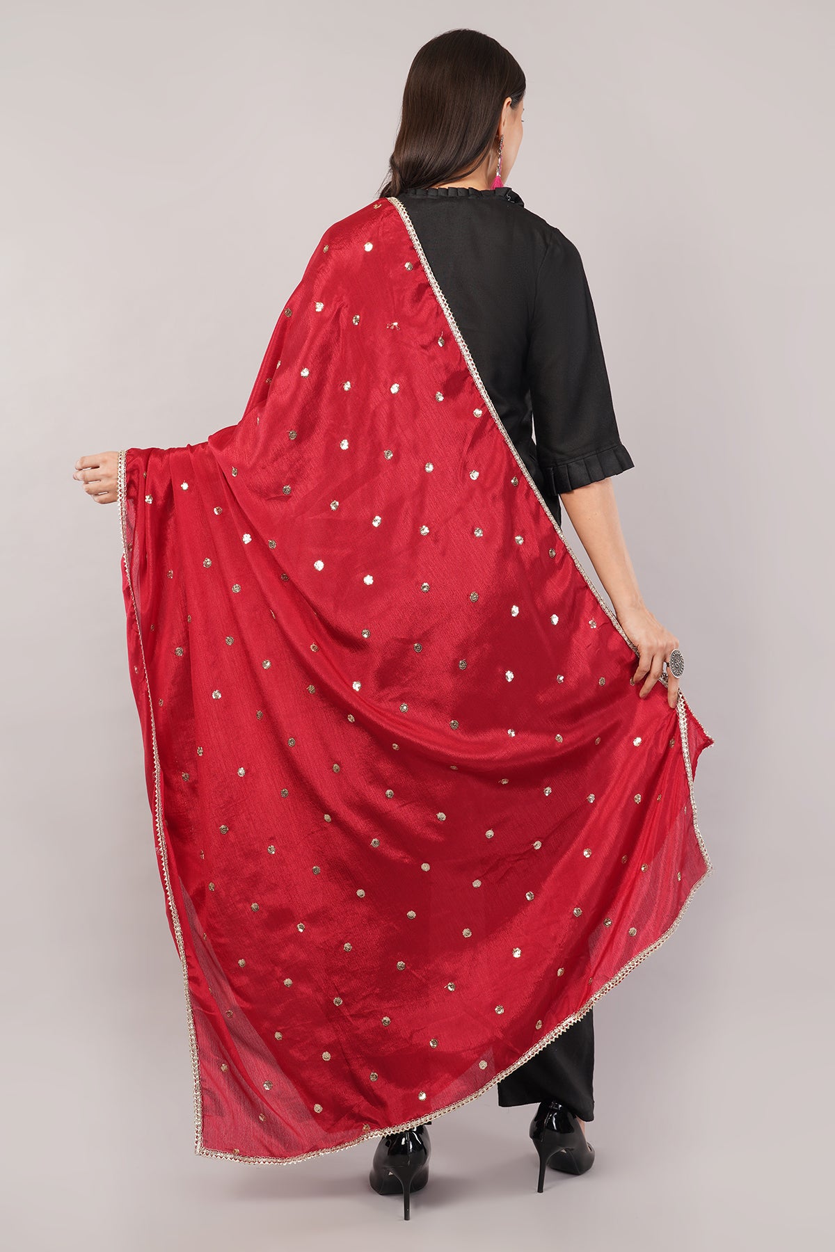 CHINNON SEQUINS DUPATTA (RED) CD1 - NEGCHAAR