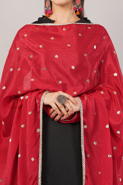 CHINNON SEQUINS DUPATTA (RED) CD1 - NEGCHAAR