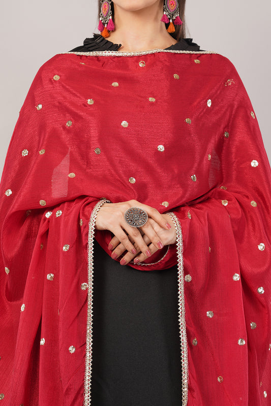 CHINNON SEQUINS DUPATTA (RED) CD1 - NEGCHAAR