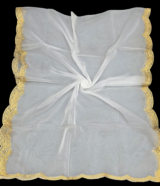 Organza Dupatta with Gold Border – Sheer Lightweight Dupatta for Women | Custom Dyeable