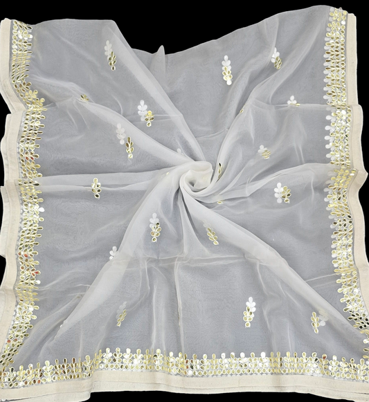 Dyeable Organza Handwork Dupatta – Elegant Embroidered Dupatta for Women