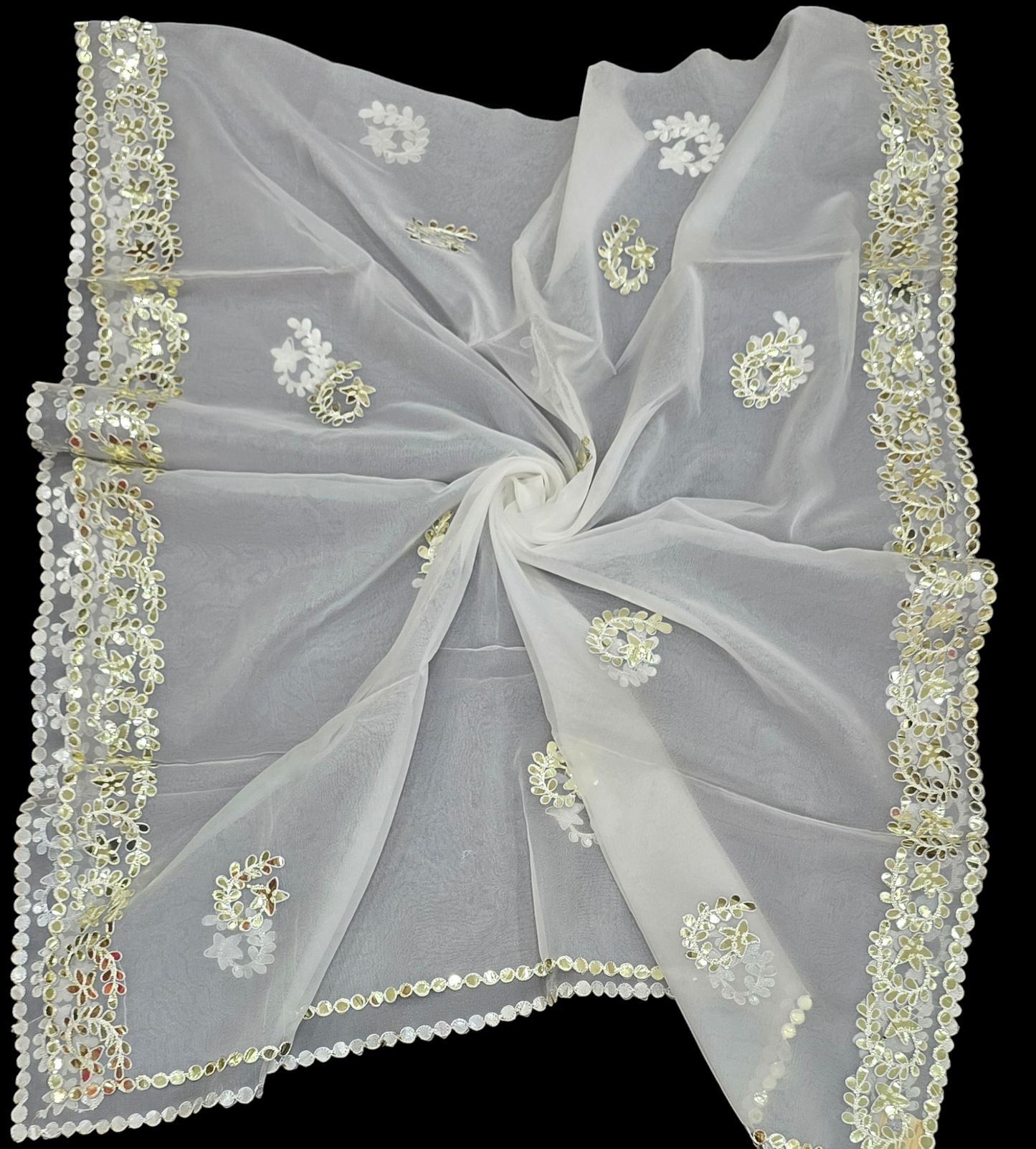 Dyeable Organza Handwork Dupatta – Elegant Embroidered Dupatta for Women