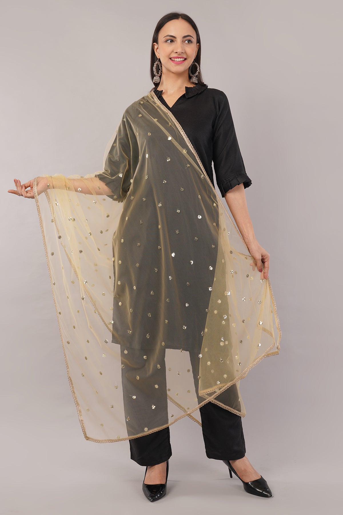 Net Sequins Butti Dupatta (NBD3) - Negchaar