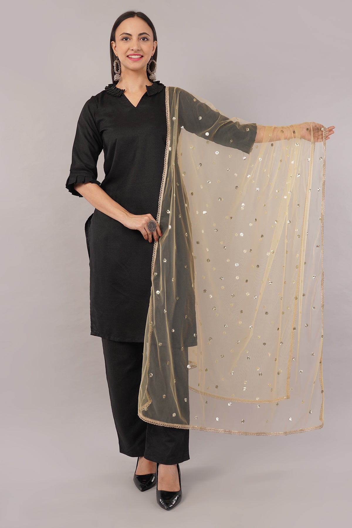 Net Sequins Butti Dupatta (NBD3) - Negchaar