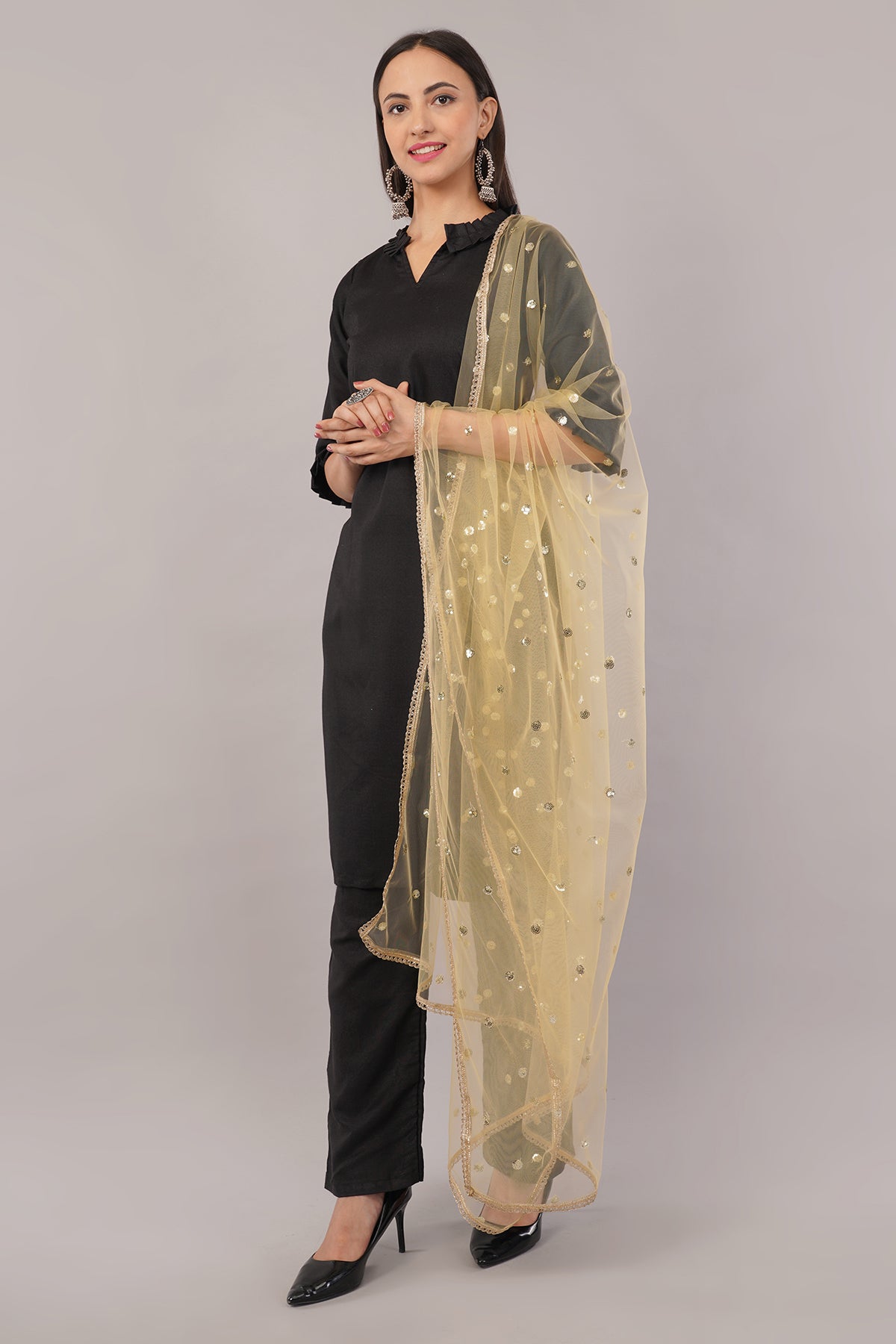 Net Sequins Butti Dupatta (NBD3) - Negchaar