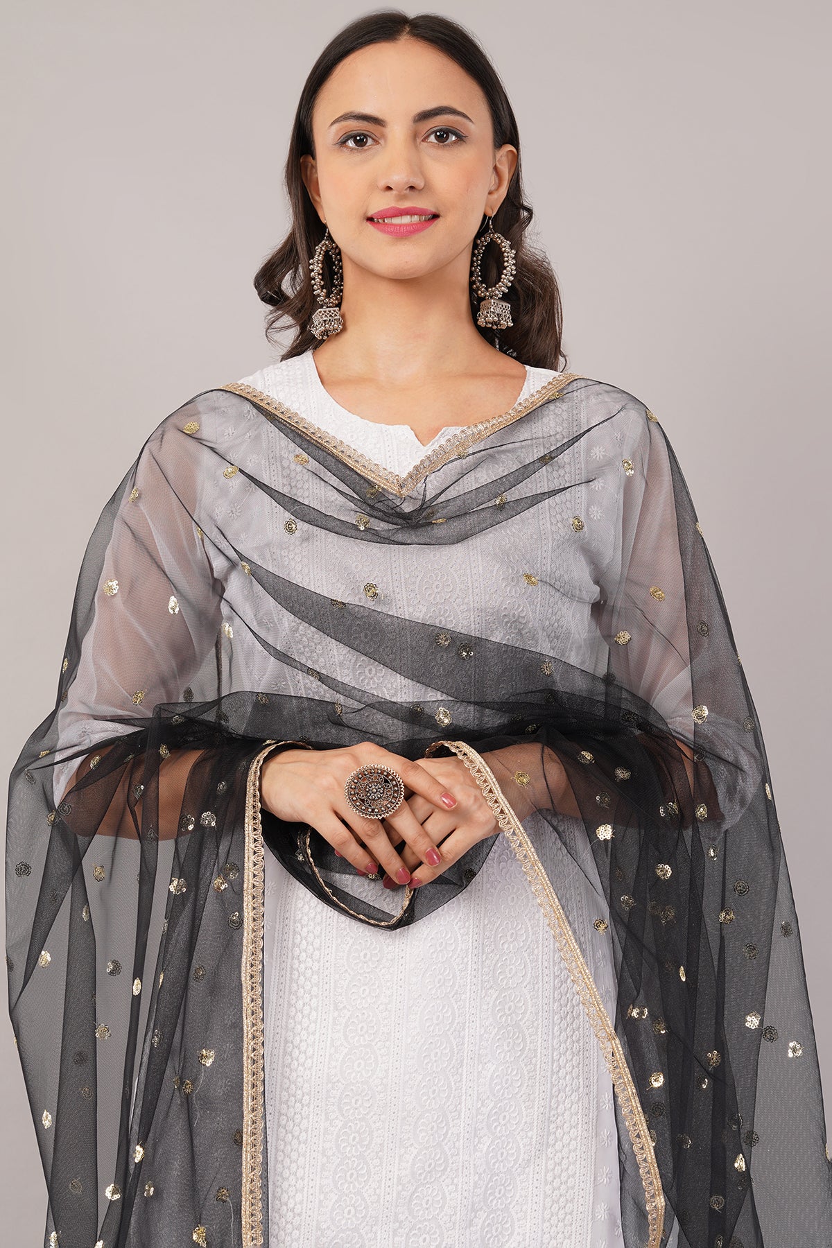 Net Sequins Butti Dupatta (NBD1) - Negchaar