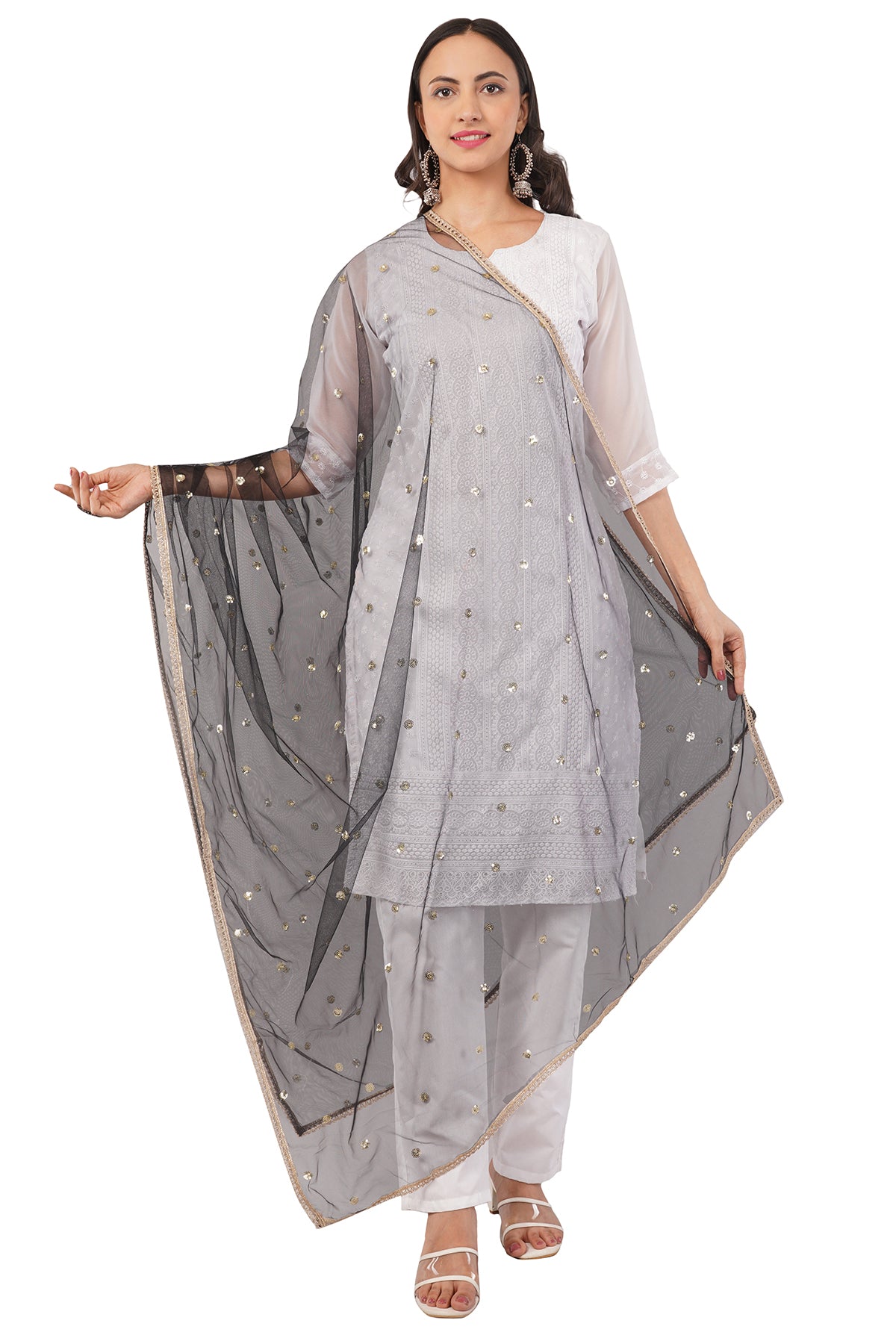 Net Sequins Butti Dupatta (NBD1) - Negchaar