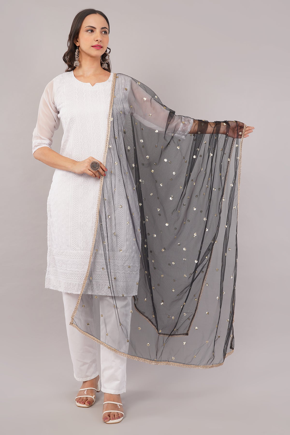 Net Sequins Butti Dupatta (NBD1) - Negchaar